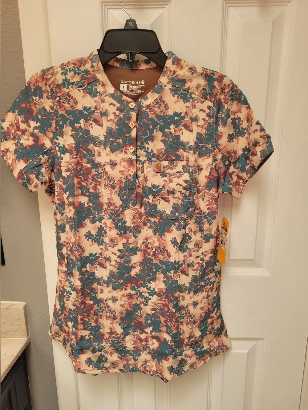 Carhartt Force Cross-flex Modern Fit Henley Print Tunic Women's Sz S